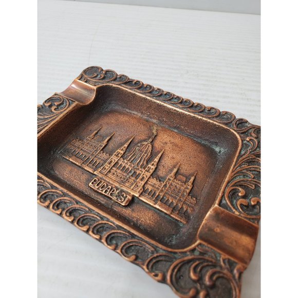 vintage small copper ashtray / Vintage Copper Souvenir Ashtray Ashtray || - Picture 3 of 9